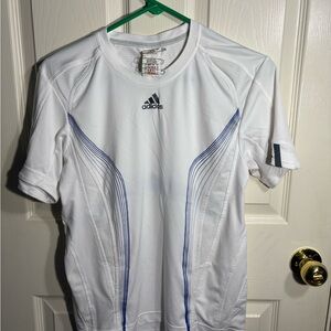Adidas Climacool White Short Sleeve Tennis Tee with Athletic Fit